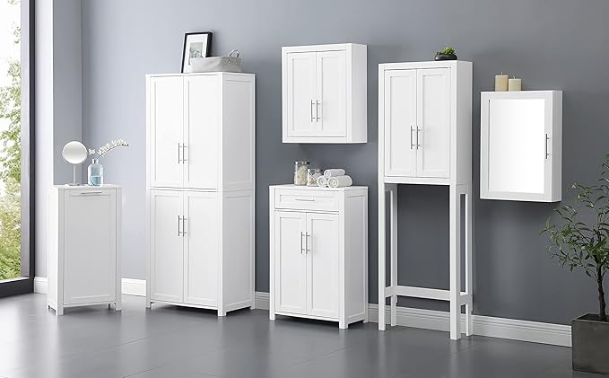 Crosley Furniture Savannah Tall Pantry Storage Cabinet with Shelves, Kitchen, Dining, or Laundry Room, White