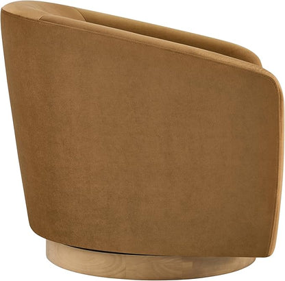CHITA Swivel Accent Chair, FSC Certified Upholstered Velvet Barrel Chair for Living Room, Fully Assembled, Sand