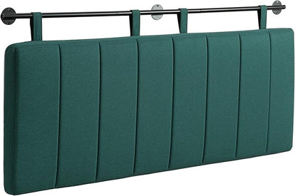 UEV King Headboard Only, Wall Mounted Hanging Upholstered Bed Head Board, Modern Vertical Channel Design of Fine Linen, Elegant Light Yellow Fluted Headboard for Bedroom (Dark Green, King Size)