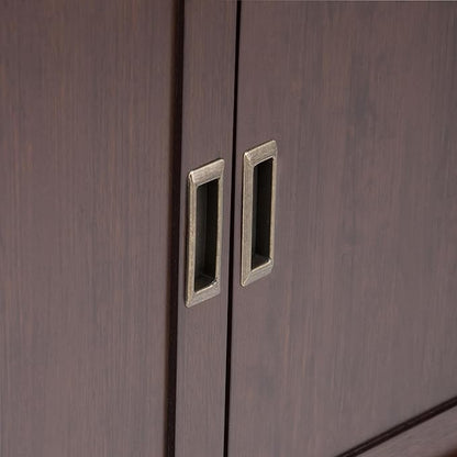 SIMPLIHOME Draper SOLID HARDWOOD 32 Inch Wide Mid Century Modern Low Storage Cabinet in Medium Auburn Brown, For the Living Room, Entryway and Family Room