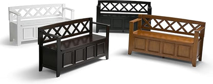 SIMPLIHOME Amherst Entryway Storage Bench - 48 inch Wide Solid Wood Hallway Seat in Black, Transitional Bench for Entryway or Living Room with Lift-Up Lid and Spacious Storage