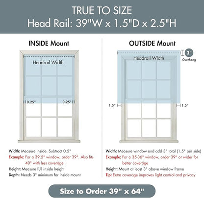 Madison Park Galen Cordless Roman Shade, 39"W x 64"H, Sheen Blue – Room Darkening, Thermal Insulated, Energy Efficient Window Blind with Subtle Sheen Basketweave Fabric for Privacy