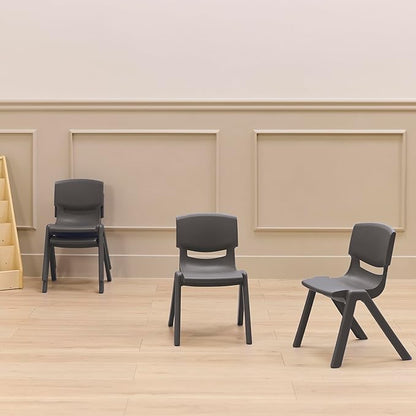 Stackable School Chairs, 12", Kids Furniture, Grey, 4-Pack