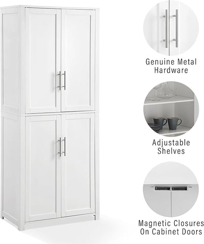 Crosley Furniture Savannah Tall Pantry Storage Cabinet with Shelves, Kitchen, Dining, or Laundry Room, White