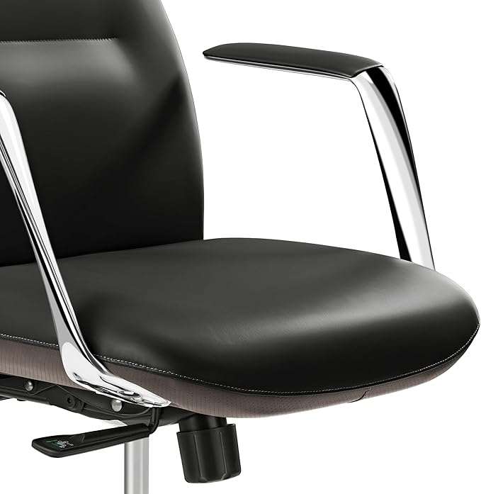 EUREKA ERGONOMIC Royal Slim Executive High Back Black Leather Office Chair, Home Desk Chair for Adults, Big and Tall with Wheels, Swivel Rolling