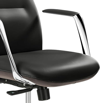 EUREKA ERGONOMIC Royal Slim Executive High Back Black Leather Office Chair, Home Desk Chair for Adults, Big and Tall with Wheels, Swivel Rolling