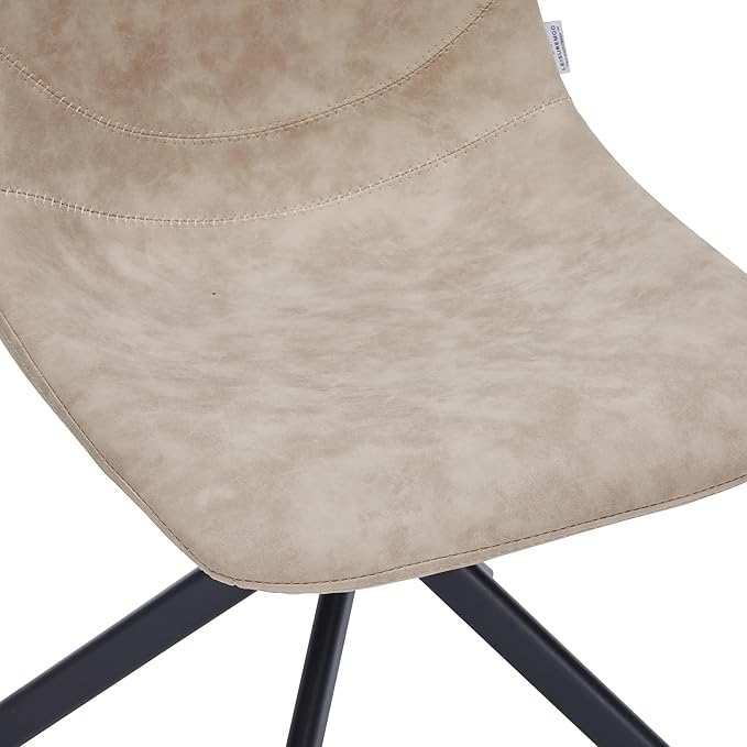 LeisureMod Markley Swivel Leather Dining Side Chair with Durable Iron Legs – Comfortable Accent Chair for Kitchen, Dining Room, or Office Set of 4