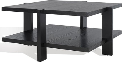 SAFAVIEH Couture Collection Quigley Black 2-Tier Square Coffee Table, Ideal for Living Room, Office, Bedroom
