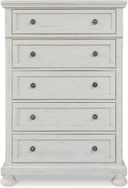 Signature Design by Ashley Robbinsdale Traditional 5 Drawer Chest, Antique White