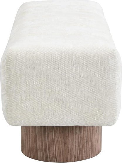 Christopher Knight Home Manila 50" Chenille Fabric Dining Bench for 2 People, Upholstery Ottoman Bench, End of Bed Footstool, Living Room Sofa Extra Seat/Footrest, No Assembly Needed, Light Beige