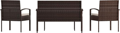 Flash Furniture Aransas Series 4 Piece Brown Patio Set with Steel Frame and Beige Cushions