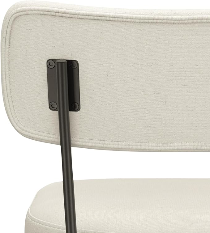 SIMPLIHOME Giselle Swivel Bar Stools (Set of 2) - 29 inch Seat Height Upholstered Metal Chairs in Natural Polyester Linen, Contemporary Seating for Kitchen or Bar with Cushioned Seat and Back