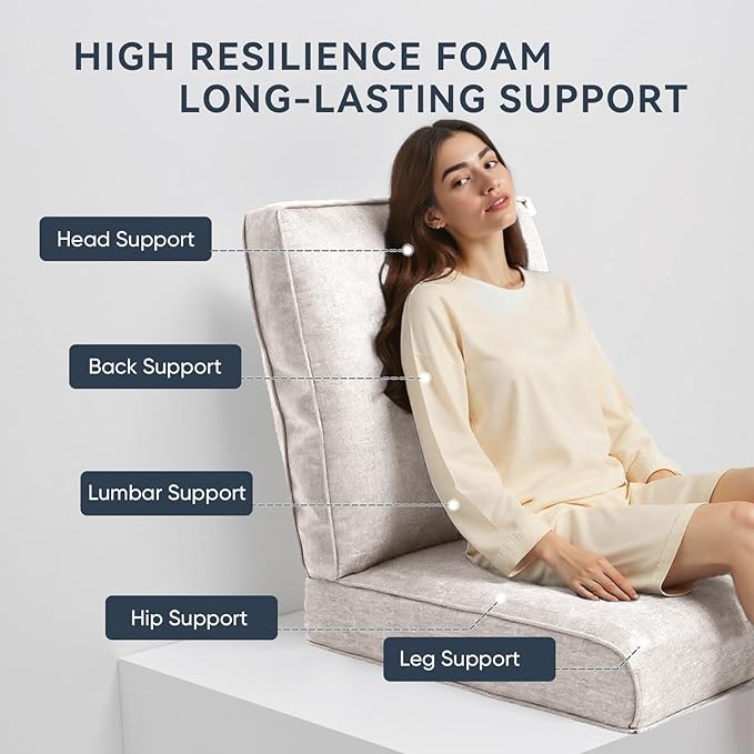 Outdoor Chair Cushions for Patio Furniture - 1 Pack Outside Durable Thick Replacement Cushion 22x24 with Zipper Cover for Wicker Glider Rocking Chairs Loveseat Couch – Beige/Regular