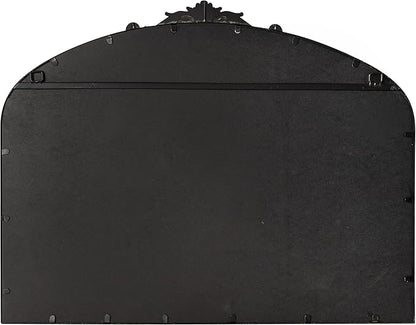 Kate and Laurel Arendahl Ornate Traditional Arched Mirror; 36 x 29; Black; Decorative Baroque Style Arched Wall Mirror with Wide Frame and Ornamental Crown