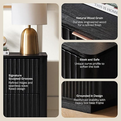 mopio Blake 3 Drawer Dresser for Bedroom, Chest of Drawers, Wood Dresser Organizer, Modern Farmhouse, Tall Night Stand, Enhanced Safety, Sturdy Compliant (1, Black, One Size)