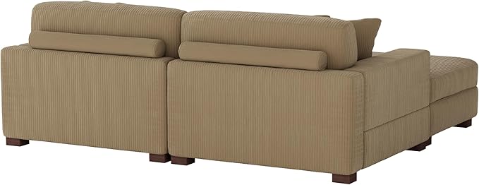 Modular Sectional Couches for Living Room, Modern Loveseat 2-Seater Sofa Couch with Ottoman, Upholstered Couches for Living Room Bedroom, Camel