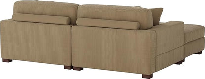 Modular Sectional Couches for Living Room, Modern Loveseat 2-Seater Sofa Couch with Ottoman, Upholstered Couches for Living Room Bedroom, Camel