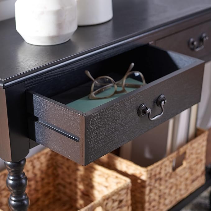 SAFAVIEH Home Collection Athena Black 2-Drawer Console Table