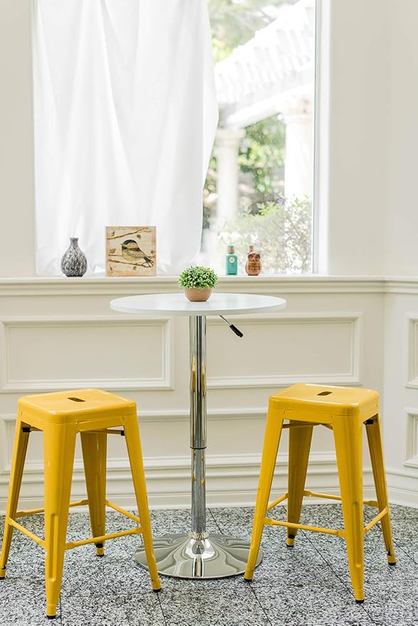 Vogue Furniture Direct 24" High Bar Stools Backless Yellow Metal Barstools Indoor-Outdoor Counter Height Stools with Square Seat, Set of 4 - VF1571019-4