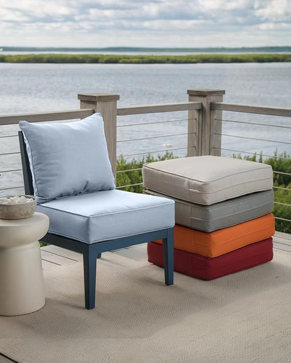 Luxury 24x24x6 Inch Outdoor Chair Cushions - Set of 2 Water Resistant Comfortable Patio Seat Cushion for Porch Rattan Dining Rocker Glider Chairs Loveseat Couch Sectional Sofa - Baby Blue