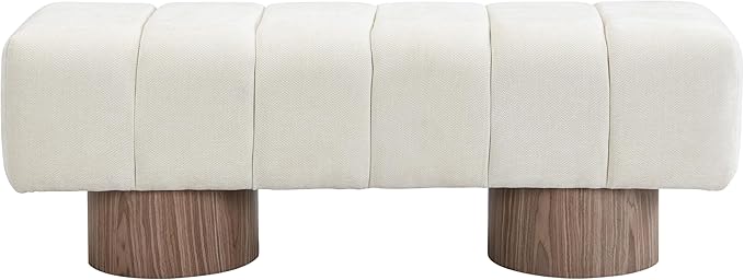 Christopher Knight Home Manila 50" Chenille Fabric Dining Bench for 2 People, Upholstery Ottoman Bench, End of Bed Footstool, Living Room Sofa Extra Seat/Footrest, No Assembly Needed, Light Beige