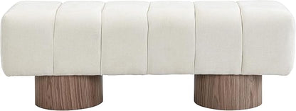 Christopher Knight Home Manila 50" Chenille Fabric Dining Bench for 2 People, Upholstery Ottoman Bench, End of Bed Footstool, Living Room Sofa Extra Seat/Footrest, No Assembly Needed, Light Beige