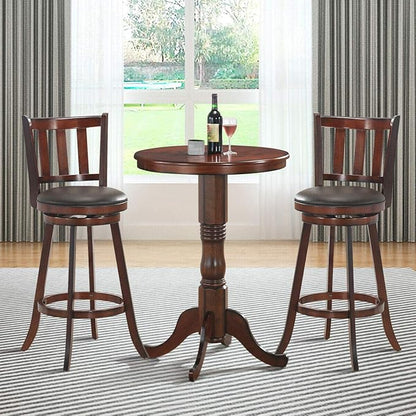 COSTWAY Bar Stools Set of 2, Counter Height Dining Chair, Fabric Upholstered 360 Degree Swivel, PVC Cushioned Seat, Perfect for Dining and Living Room (Height 29.5''-Set of 2)