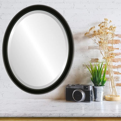 OVALCREST Oval Beveled Wall Mirror for Home Decor - Toronto Style - Matte Black - 22" x 18"