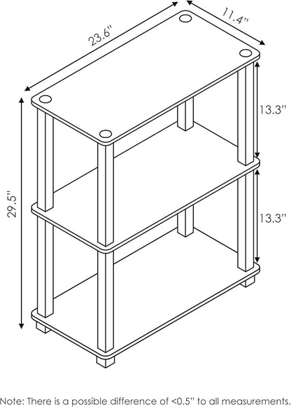 Furinno TURN-S-TUBE Storage Shelves, 3-Tier Book Shelf, Corner Shelf, Toolless Open Shelves, for Organization and Storage, Living Room, Garage, Home Office, Pink