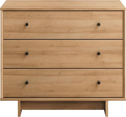 Prepac Finnley 3-Drawer Nightstand in Natural Oak, Extra-Wide Bedside Table with Storage, Modern End Table for Home, Bedroom, 16" D x 31" W x 26.75" H