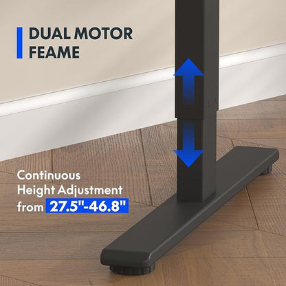 FLEXISPOT E3 Dual Motor Electric Standing Desk 48x30 Inch Whole-Piece Board Height Adjustable Desk Electric Sit Stand Desk (Black Frame + Maple Desktop, 2 Packages)