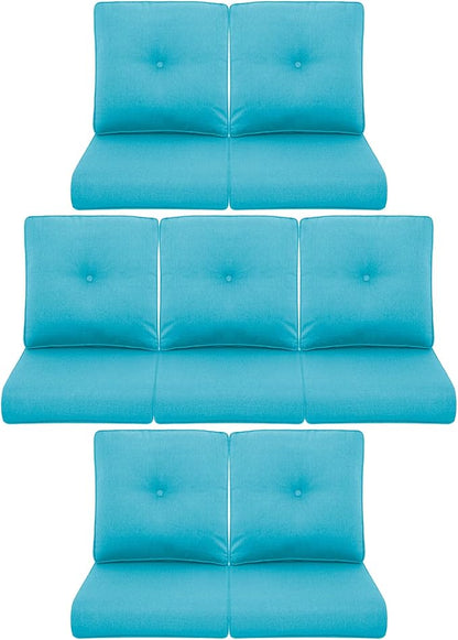 7-Piece Outdoor Patio Cushion Set - Fade & Water Resistant with Removable Olefin Cover, 22x24x4 Inch Memory Foam Cushions for Wicker Sectional Sof - Teal/Buckle