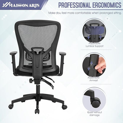 MAISON ARTS Ergonomic Mesh Office Chair, High Back Computer Task Chair Desk Chair with Adjustable Armrest and Lumbar Support for Home Office