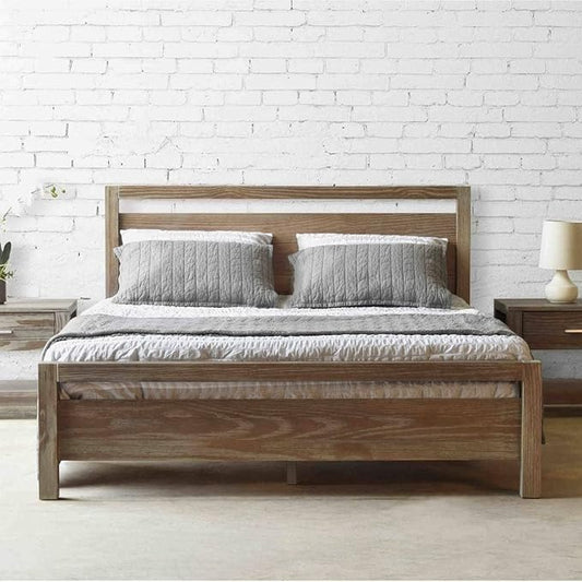 Grain Wood Furniture Loft Queen Size Solid Wood Bed, Acacia