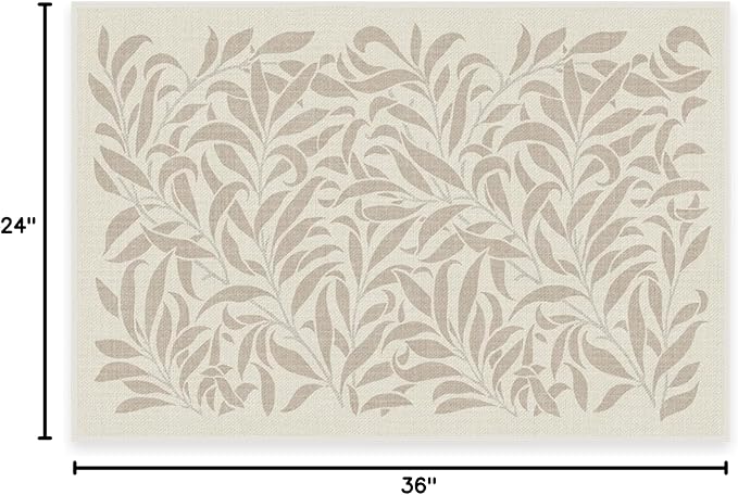 RUGGABLE x Morris & Co Machine Washable Area Rug – Pure Willow Boughs Natural 2x3, Stain-Resistant, Non-Slip – Small Rugs for Living Room, Bedroom, Hallway, Entryway & Bathroom–with Cushioned Pad