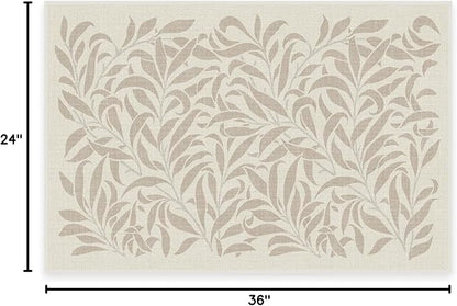 RUGGABLE x Morris & Co Machine Washable Area Rug – Pure Willow Boughs Natural 2x3, Stain-Resistant, Non-Slip – Small Rugs for Living Room, Bedroom, Hallway, Entryway & Bathroom–with Cushioned Pad