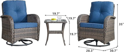 HUMMUH 5-Piece Patio Furniture PE Wicker Outdoor Conversation Set,All-Weather Rattan Swivel Rocker Chairs with Outdoor Couch Tables for Backyard,Poolside,Deck