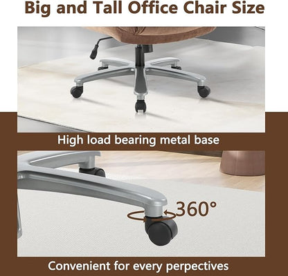CLATINA Big and Tall Executive Office Chair, Extra Wide Seat, 800 LBS Capacity Heavy Duty Ergonomic Cloth Desk Chair with Wheels and Padded Armrests, High Back Fabric Computer Task Chair, Brown