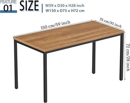 Bast Board Modern Simple Style Computer Desk Standing Table 30x59 Inches Large Office Desk Computer Table Study Writing Desk Workstation for Home Office Black Metal Frame