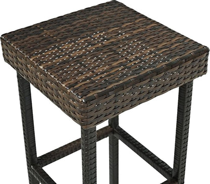 Crosley Furniture Palm Harbor Wicker Counter Height Outdoor Bar Stools, Set of 2, for Backyard, Patio, Deck, Brown