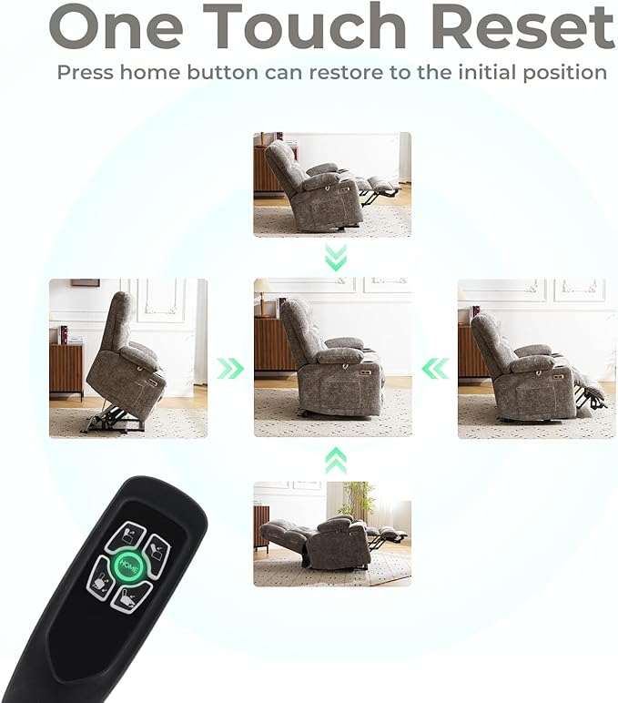 Power Lift Recliner Chair for Elderly with Massage and Heat, Dual Motor Electric Lift Chair with Arm Storage, Lay Flat Recliner for Big and Tall, Infinite Position, Gray