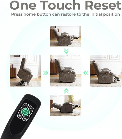 Power Lift Recliner Chair for Elderly with Massage and Heat, Dual Motor Electric Lift Chair with Arm Storage, Lay Flat Recliner for Big and Tall, Infinite Position, Gray