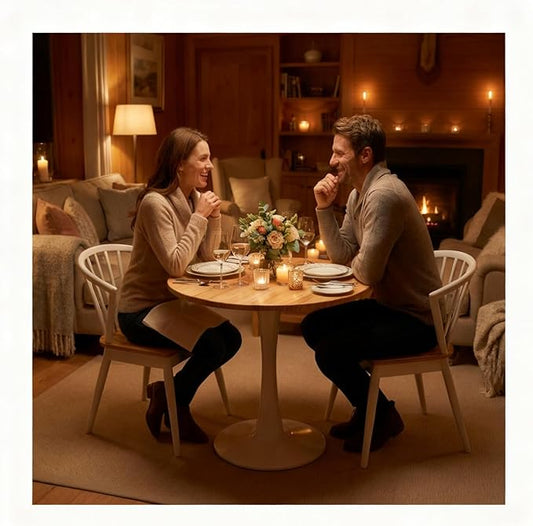 23.62" Small Round Dining Table for 2 – Durable & Well-Made Tulip Table with Sturdy Metal Frame, Compact 2-Seater Kitchen or Dining Room Table for Small Spaces, Apartments, Café, Restaurant, Office