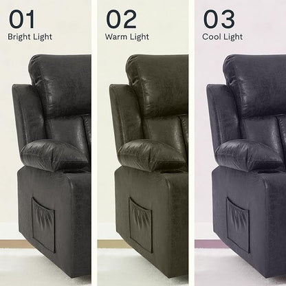 FLEXISPOT XL31-XL Oversized Power Lift Recliner Chair for Elderly, 27.4" Extra Wide Lay Flat Lift Chair with Massage & Heat, Dual Motor Electric Reclining Sofa for Big and Tall(Oversized, Charcoal)