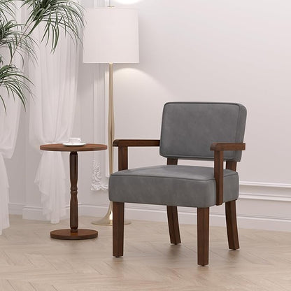 PU Leather Accent Chair, Oversized Living Room Chairs with Soft Seat and Armrests, Armchair for Bedroom, Dinning, Reading, Waiting Rooms