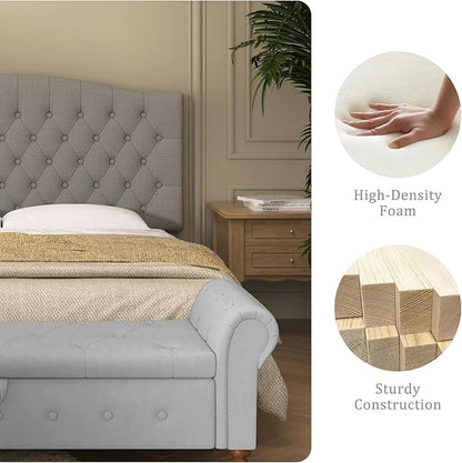 Linen Upholstered Headboard Queen/Full Size Latest Model Wall Mount, Bed Frame Mount, Featuring High-Density Sponge Padding, Luxury Texture Easy Assembly Comfort and Style-Linen
