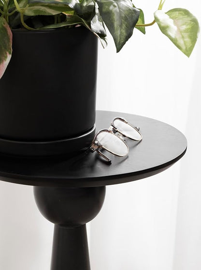 Kate and Laurel Jakob Modern Wooden Round Side Table, 12 x 24, Black, Circle Pedestal Table for Use as Bedroom Nightstand, Indoor Plant Stand, or Decorative Living Room Table