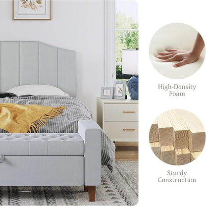 Frosted Velvet Queen Size Headboard, Upholstered Headboard Queen/Full Size Wall Mount and Bed Frame Mount, Featuring High-Density Sponge Padding Easy Assembly Comfort Style-Light Gray