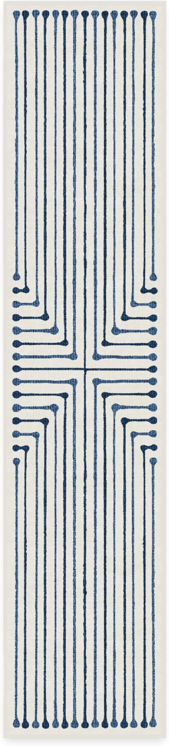 RUGGABLE x Jonathan Adler Machine Washable Modern Runner Rug – Inkdrop Slate Blue 2.5x12, Stain-Resistant, Non-Slip – Washable Rug for Hallway, Entryway, Living Room & Kitchen–with Standard Pad