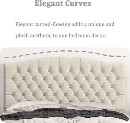 Queen Headboard Only, Upholstered Headboard Queen for Adjustable Bed Linen Tufted Queen/Full Size Wall Mounted Head Board with Solid Wood Legs Head Board, Ivory